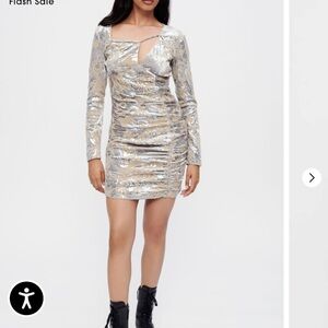 Maje Metallic Long Sleeve Dress